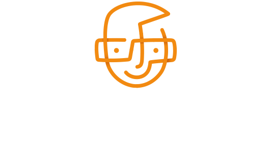 RouteGenius-Logo – ein freundliches Gesicht mit Brille